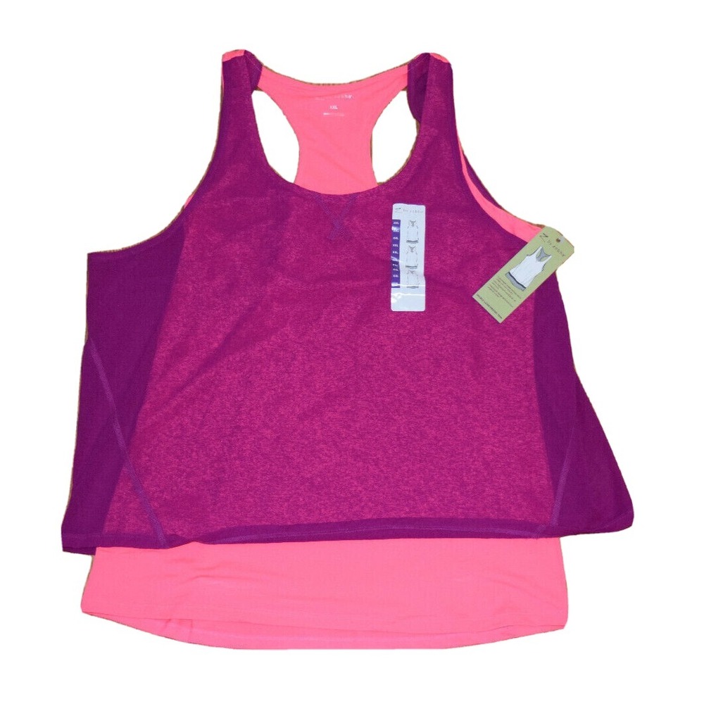 NWT WOMENS Z BY ZOBHA Pink 2fer Tank Top Shirt Size Medium